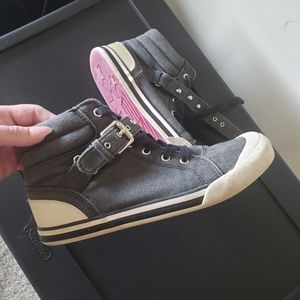 NAVY BUCKLE HIGH TOP SNEAKERS